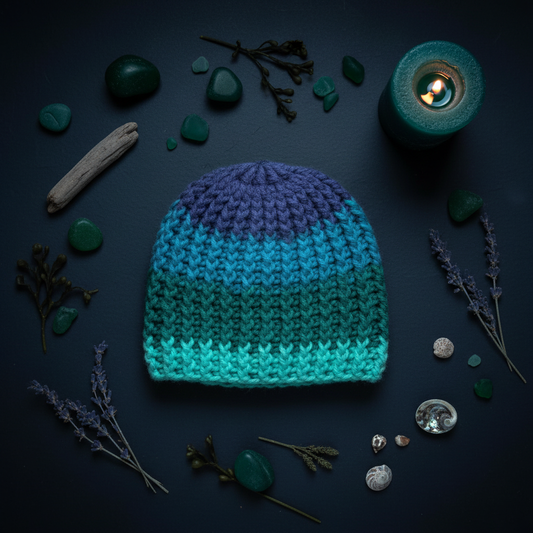 Aqua Descent Extra Dense Crochet beanie studio stylized Still-Life