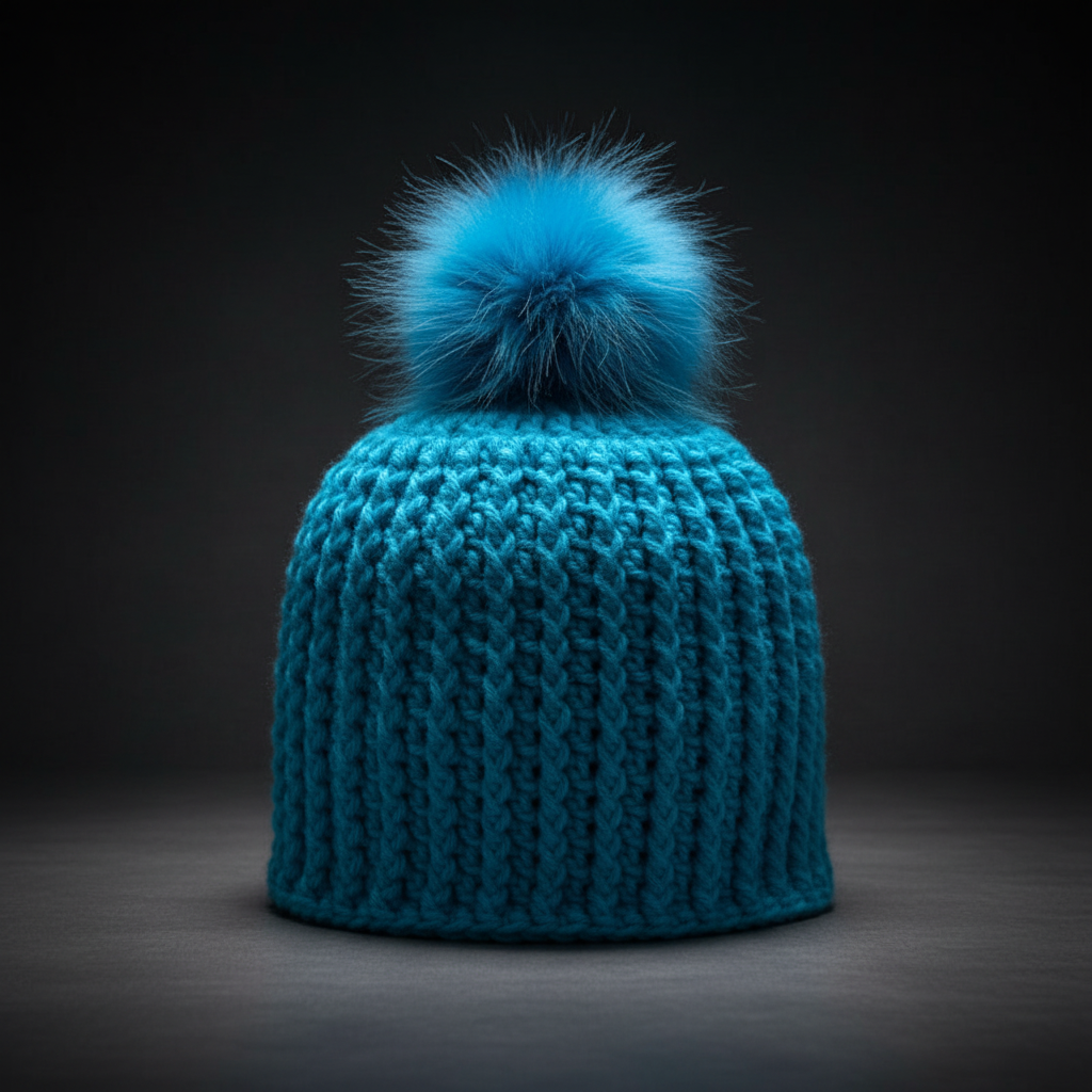 Glacier Pulse ribbed crochet beanie shown standalone emphasizing structured silhouette for winter conditions