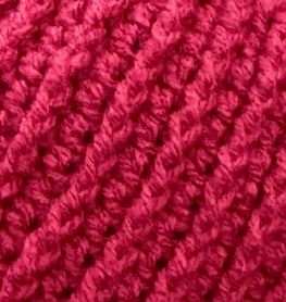 Close up of Iron Crown Redline ribbed crochet beanie showing dense winter-ready stitch detail