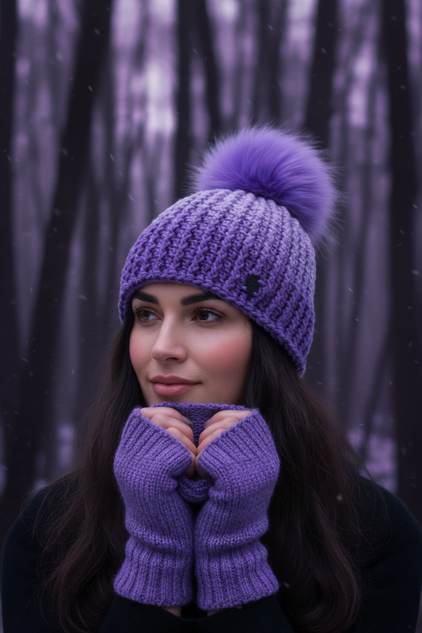 Purple Pom Hat - Hand Pose