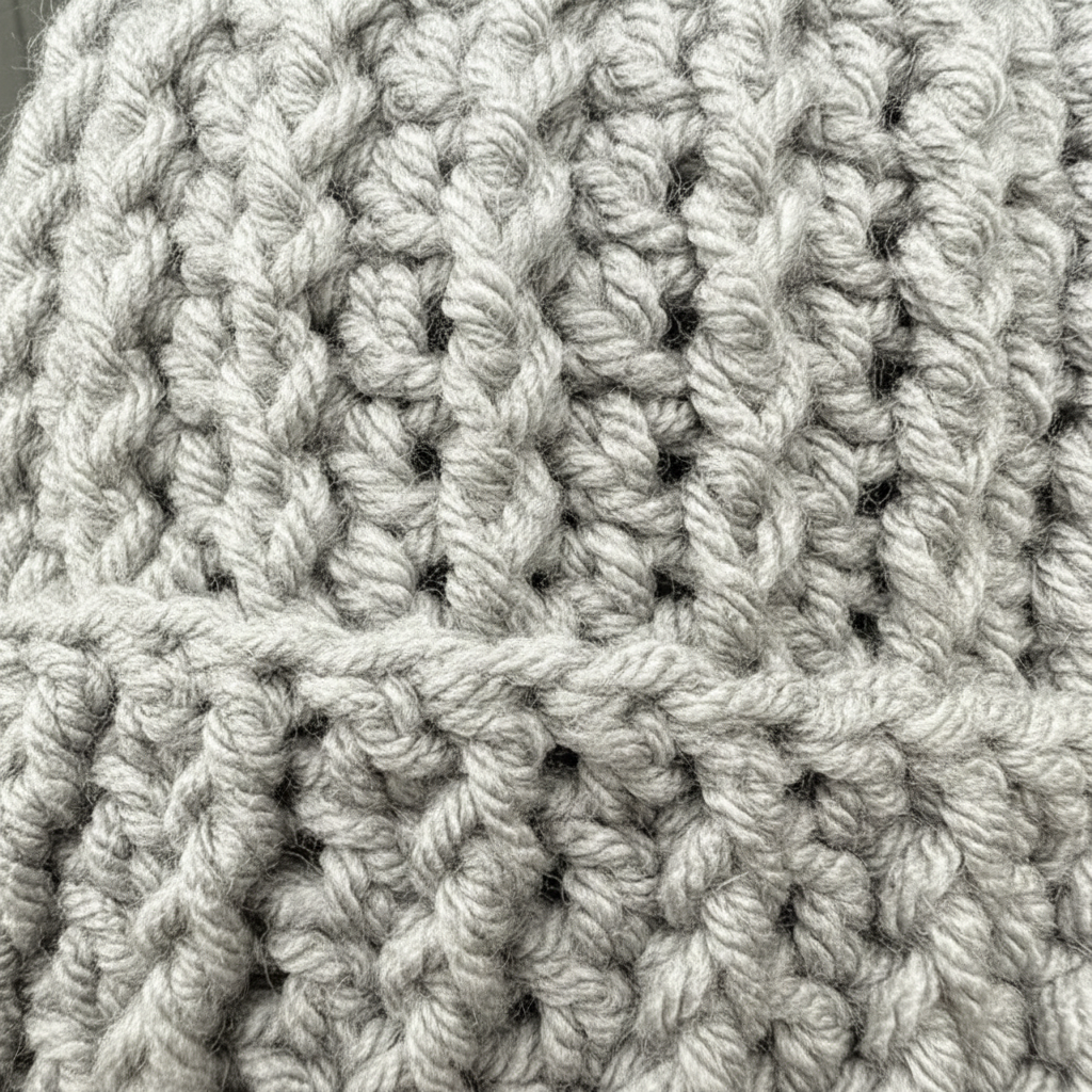 Close-up of textured fabric with a crochet pattern